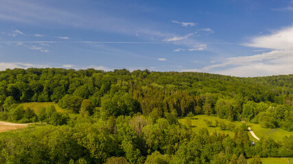 Obraz premium Wald und Wiesenlandschaft - Luftbild