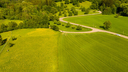 Wald und Wiesenlandschaft - Luftbild