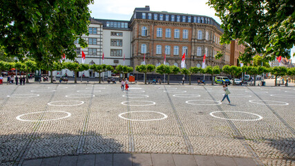 View of the Burgplatz the circles are for the distance rule due to Corona