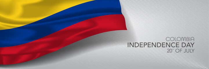 Colombia independence day vector banner, greeting card