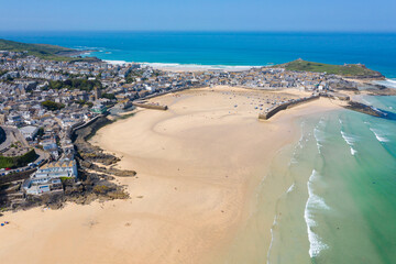 Aerial Photograph of St Ives, Cornwall, England in the sun