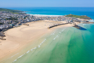 Aerial Photograph of St Ives, Cornwall, England in the sun