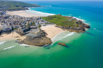 Aerial Photograph of St Ives, Cornwall, England in the sun
