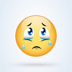 Crying sad emoticon, emoji vector illustration. Sad smiley emoticon
