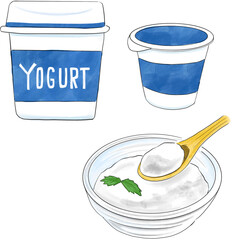ヨーグルトの水彩イラスト