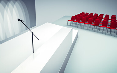 3d Illustration of Conference hall with chairs