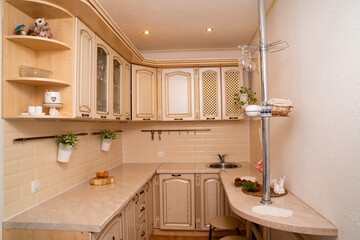 small bright and cozy kitchen. interior solutions for apartment