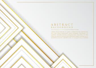 White abstact square overlap layer gold metallic design with space for content