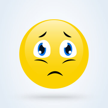 Depressed and sad emoticon, emoji illustration. Sad smiley emoticon
