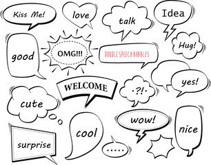Big set comic speech bubbles with element background style pop art