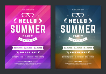 Summer party design poster or flyer night club event modern typography