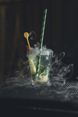 Shot of smoking cocktail