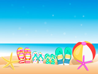 Background of summer sunny beach and white sand, tropical paradise. vacation time and summer relax by the ocean