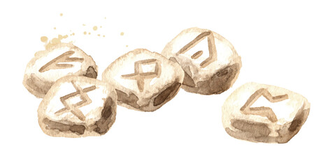 Scandinavian stone hand made runes for fortune telling