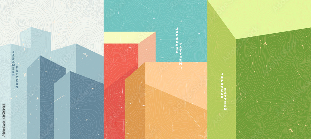 Poster vector illustration. abstract minimalist polygonal shapes. building with shadows. design for poster,
