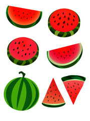 watermelon slice vector illustration, a piece of chopped fruit with pits. 
diet nutrition for weight loss,  health care,  food product design tropical fruit cartoon stiker