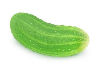 Fresh whole green cucumber isolated on a white background.
