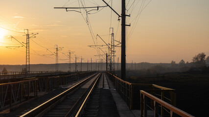 railway in the sunset