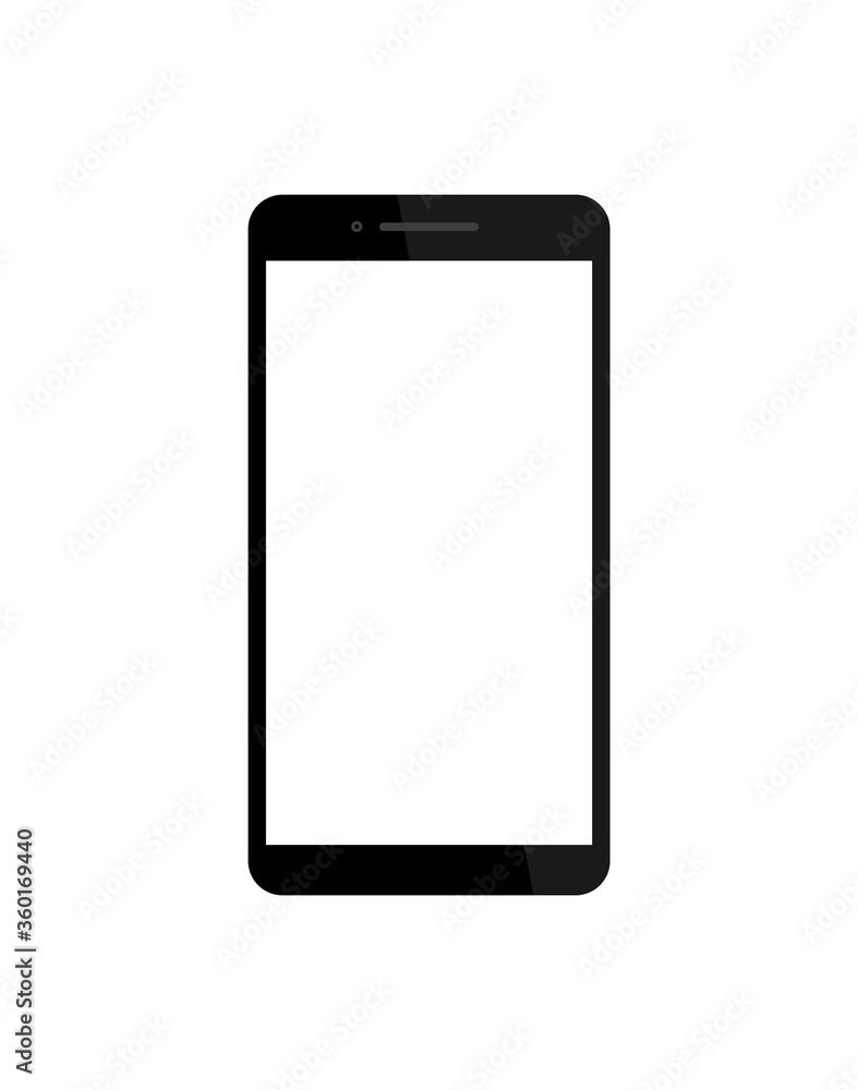 Poster black phone in mockup style on isolated background. smartphone with blank screen. template of wirefr