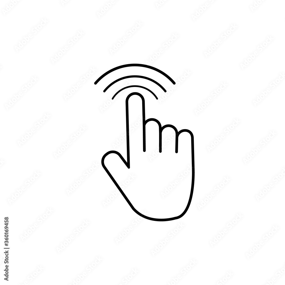 Poster tap click icon. hand finger touch screen or mouse. push button click. push fingers to cursor on mobi