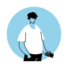 young man using an electronic device