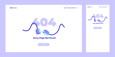 Error 404 landing page concept - obrazy, fototapety, plakaty