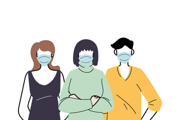 young people wearing face masks to prevent virus