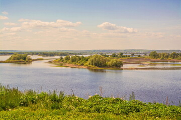 Fototapeta na wymiar Summer landscape with banks of Volga river