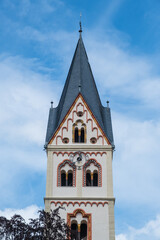 Tower of the St. Remigius church in Ingelheim / Germany on the Rhine