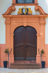 Fototapeta na wymiar Entrance to the St. Remigius church in Ingelheim / Germany on the Rhine