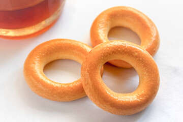 Bagels close-up white background