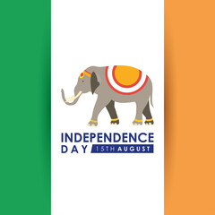 Intependence day india with flag and elephant