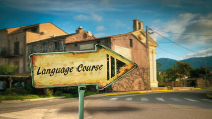 Obraz premium Street Sign to LANGUAGE COURSE