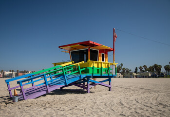 Fototapeta na wymiar The Venice Pride Lifeguard Tower
