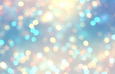 Obraz premium Bokeh yellow blue festive glow background. Holiday glitter texture. Abstract pattern.
