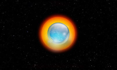 Global warming concept - The world protected from sun rays in the crystal ball  "Elements of this image furnished by NASA"