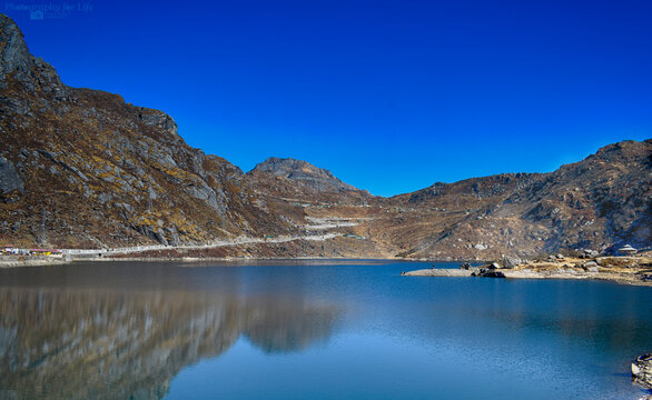 Mountain lake in the mountains. Tsongmo Lake, Sikkim, Inida © Pulak