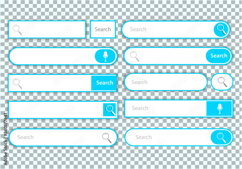 Fototapete set of objects of various shapes for the search engine. address bar, search field form. enter web si