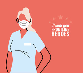 Thanks to the frontline heroes. Doctor wearing mask