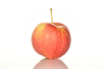 Red ripe apples, close-up, on a white background.