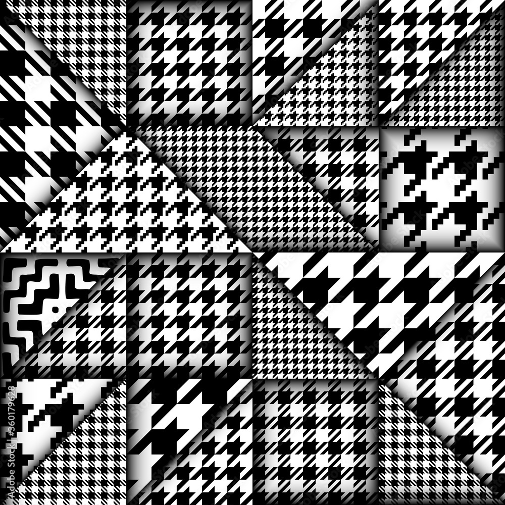 Aufkleber Paper cut shapes design pattern. Seamless vector geometric pattern. Patchwork block layered style.