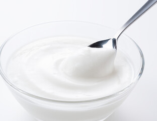 Fototapeta na wymiar Yogurt on a white background