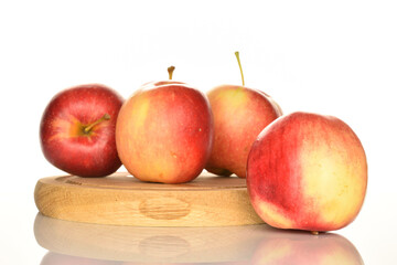 Red ripe apples, close-up, on a white background.