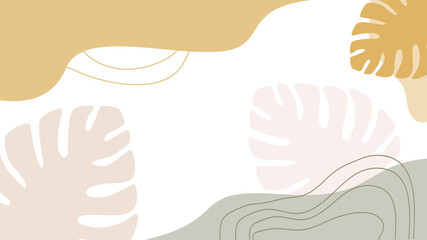 Abstract monstera leaf shapes background.Vector illustration of abstract flora wallpaper template.