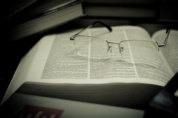glasses on book