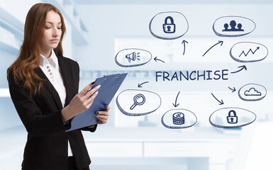 Business, technology, internet and network concept. Young businessman thinks over the steps for...