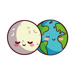 moon and earth happy accompanied