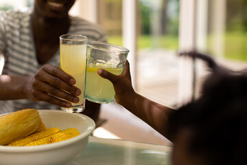 Family eating together at table
