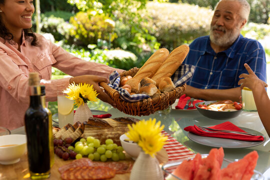 Family eating together at table