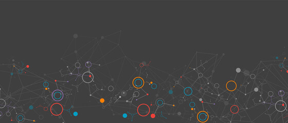 Fototapeta premium Geometric abstract background with connected line and dots. Futuristic digital background for science and technology.